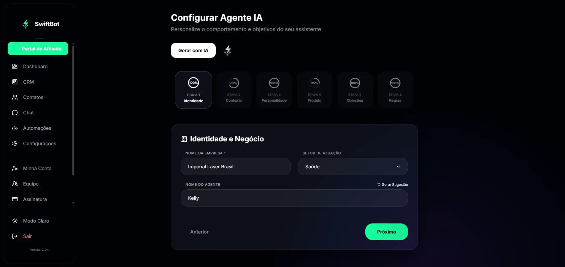 Configuração do Agente
